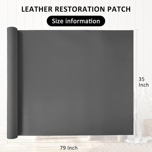 AOOTOOLINK Leather Repair Patch 35X79 Inch Self Adhesive Leather Repair, Large Leather Repair Tape for Couches, Furniture, Car Seats, Cabinets, Sofa, Handbags (Grey, 35X79 Inch)
