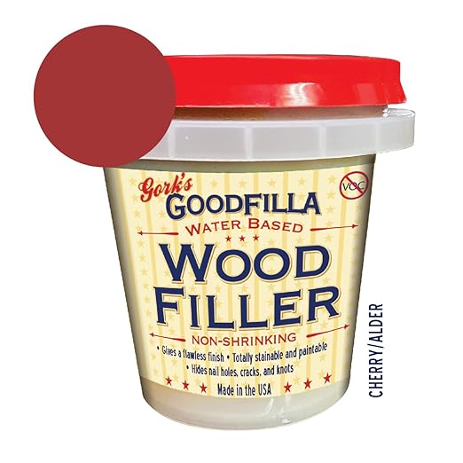 Goodfilla Cherry, 8 oz, Wood and Grain Filler, Stainable, Tintable, Sandable, Zero Waste, Non-Toxic, USA Made