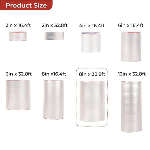 Butyl Waterproof Tape 8" x 32.8',Outdoor Leakproof Tape for Plastic and Metal Repair,RV Repair,Window and Boat Sealing,Silicone,Glass and EDPM Roof Leak Repair