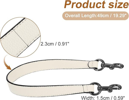 uxcell 19.29 Inch PU Leather Short Bag Strap with Clasp, Purse Handles Handbags Replacement Straps for Clutch Bag Underarm Bags, Beige, Grey Buckle