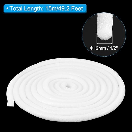 PATIKIL 1/2 Inch x 49.2 Feet Backer Rod for Gaps and Joints, Foam Rope Caulk Crack Joint Filler Roll Seal Weather Strip for Home Construction Car, White