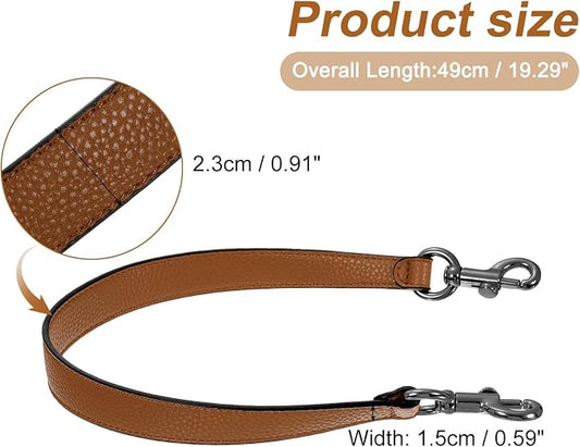 uxcell 19.29 Inch PU Leather Short Bag Strap with Clasp, Purse Handles Handbags Replacement Straps for Clutch Bag Underarm Bags, Brown, Grey Buckle