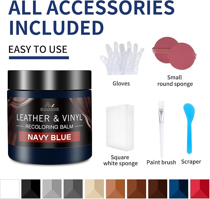 Leather Recoloring Balm and Leather Repair Kit for Furniture, Leather Dye for Couches, Car Seats, Leather Paint & Stain for Sofa, Chairs, Bags, and More