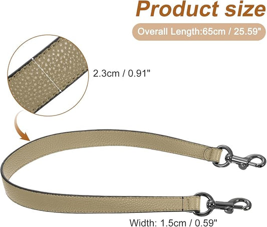 uxcell 25.59 Inch PU Leather Short Bag Strap with Clasp, Purse Handles Handbags Replacement Straps for Clutch Bag Underarm Bags, Khaki, Grey Buckle