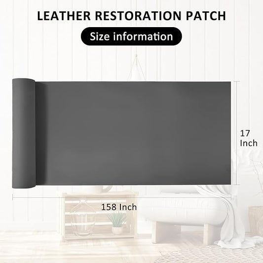 AOOTOOLINK Leather Repair Patch 17X158 Inch Self Adhesive Leather Repair, Large Leather Repair Tape for Couches, Furniture, Car Seats, Cabinets, Sofa, Handbags (Grey, 17X158 Inch)