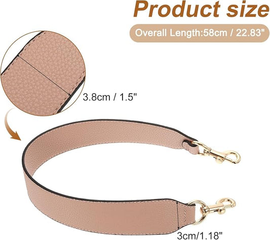 uxcell 22.83 Inch PU Leather Short Bag Strap with Clasp, Purse Handles Handbags Replacement Straps for Clutch Bag Crossbody Underarm Bags, Pink, Gold Buckle