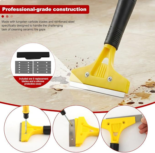 37Pcs Grout Removal Tool Kit,3 Tile Grout Saws with 20 Extra Cleaning Blad-es, Tile & Caulk Remover Tools with Grou-t Saws for Floor Cleaning & Repair(COLOR:black,yellow)
