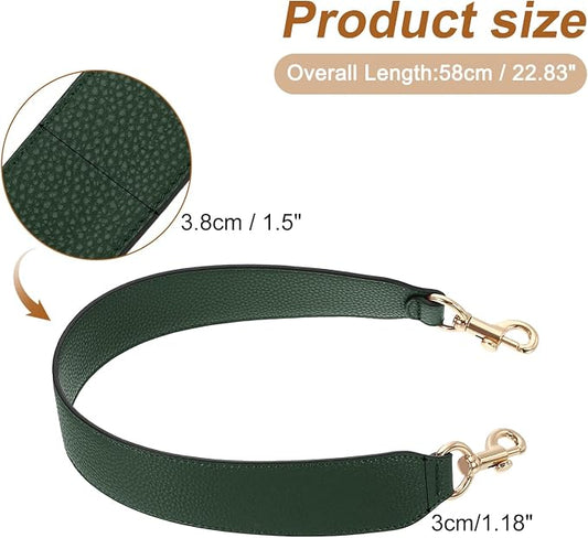 uxcell 22.83 Inch PU Leather Short Bag Strap with Clasp, Purse Handles Handbags Replacement Straps for Clutch Bag Crossbody Underarm Bags, Dark Green, Gold Buckle