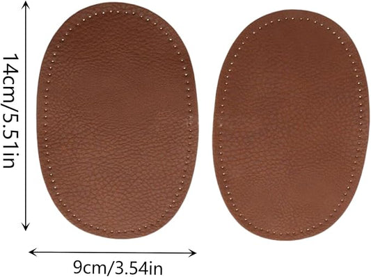 BeeSpring 2 Pieces Pu Leather Patch Sew on Patches Repir Elbow Knee for Clothes Clothing Accessories - Coffee Colour