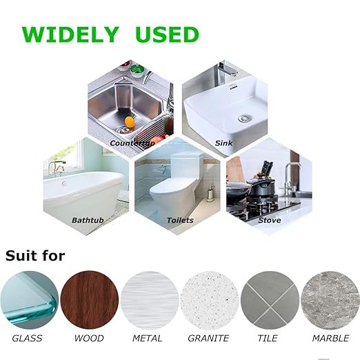 1.5" * 10.5' Kitchen & Bath Tape Caulk Strip, Upgraded Acrylic Glue PVC Self Adhesive Waterproof Caulking Sealing Tape, Decorative Sealant Trim for Kitchen Sink Toilet Bathtub (White)
