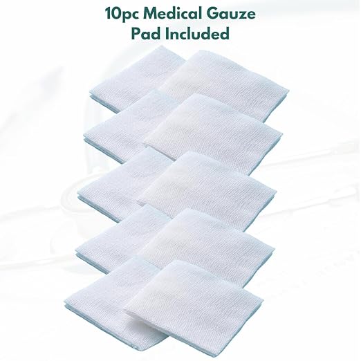 NanaCare Clear Medical Tape Waterproof, 4 Rolls- 1 inch x 10 yds + 10 pc Gauze Pads - Hypoallergenic Surgical Tape for Wound Care, Dressings & Face, First Aid Waterproof Bandage for Sensitive Skin