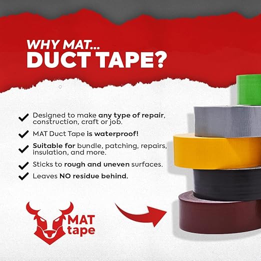 MAT Duct Tape Dark Blue Industrial Grade, 2 inch x 60 ft. Waterproof, UV Resistant for Crafts, Home Improvement, Repairs, & Projects