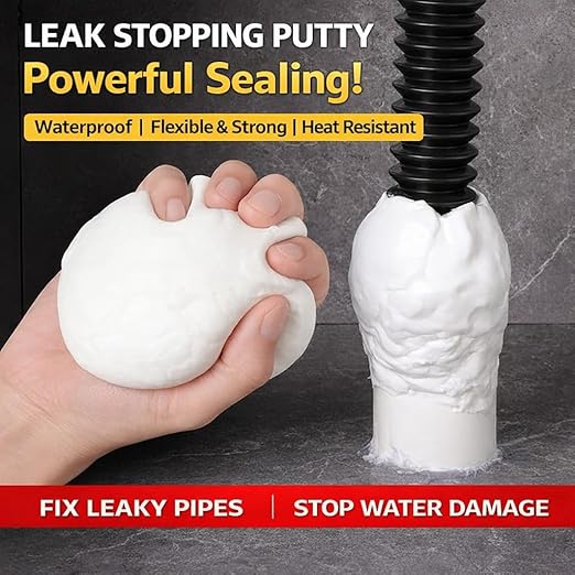 8 Packs, Each 30g -Waterproof Duct Seal Putty, White Sealing Clay for Quick Repairs, Drain Connections, Wall Holes, AC Pipe Holes, Gap & Crack Sealing,Includes Bonus Cleaning Towel