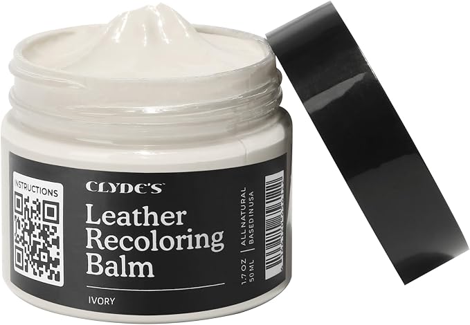 Clyde's™ Leather Company Leather Recoloring Balm – Color Restore & Scratch Repair Kit for Faded Leather Furniture, Car Seats, Sofa & Vinyl | 23 Colors | Non-Toxic Dye