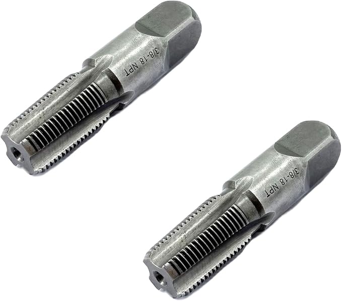 2 Pcs 3/8 NPT Pipe Taps,Carbon Steel Hand Threading Tap for Plumbing Projects,Auto Repairs and Other Various DIY Thread Cutting Tools Small Poject