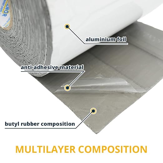 Alenor White RV Roof Butyl Tape 4" Inch x 33’ Ft RV – Pack of 1 - Repair Sealant Tape, Stop Camper Roof Leaks, UV-Resistant, Tent Repair, Weatherproof & Durable for Camper, Trailer, Boat, Trucks