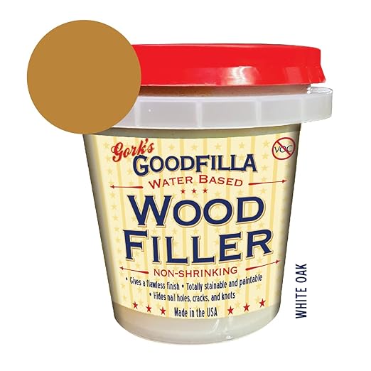 Goodfilla White Oak, 8 oz, Wood and Grain Filler, Stainable, Tintable, Sandable, Zero Waste, Non-Toxic, USA Made
