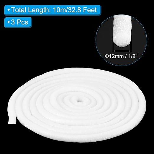 PATIKIL 1/2 Inch x 32.8 Feet Backer Rod for Gaps and Joints, 2pcs Foam Rope Caulk Crack Joint Filler Roll Seal Weather Strip for Home Construction Car