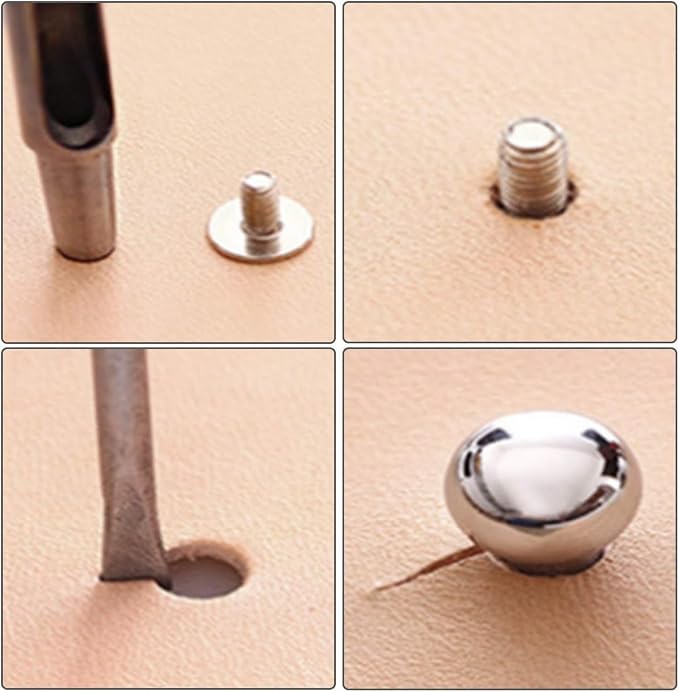Juvielich 50 Sets 8mm Ball Head Stud Screws, Round Head Button Stud Rivets | Bronze Tone, Zinc Alloy, Phillips Drive, Chicago Screws for Leather Belt, Leathercraft, DIY Repairs Decoration