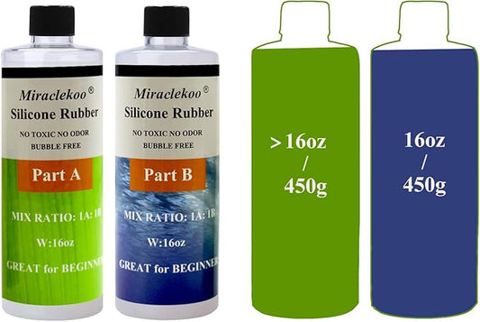 Silicone Mold Making Kit 15A Liquid Silicone Rubber Platinum, Flexible, Translucent, 32 oz