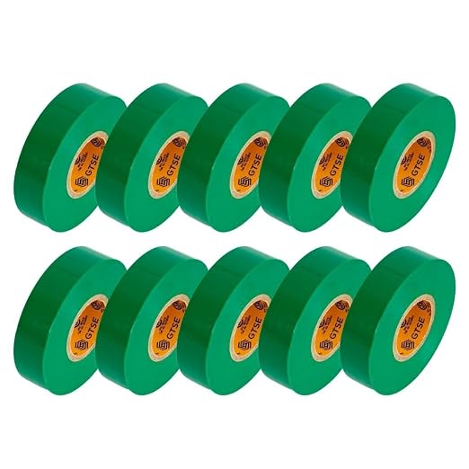 GTSE Green Electrical Tape, 240 Rolls Bulk Box – Waterproof, Industrial Grade Vinyl, 3/4 in x 66ft– Strong Self-Adhesive PVC Electric Tape for Wire Insulation, 7 Mil, 600V – UL/CSA Listed