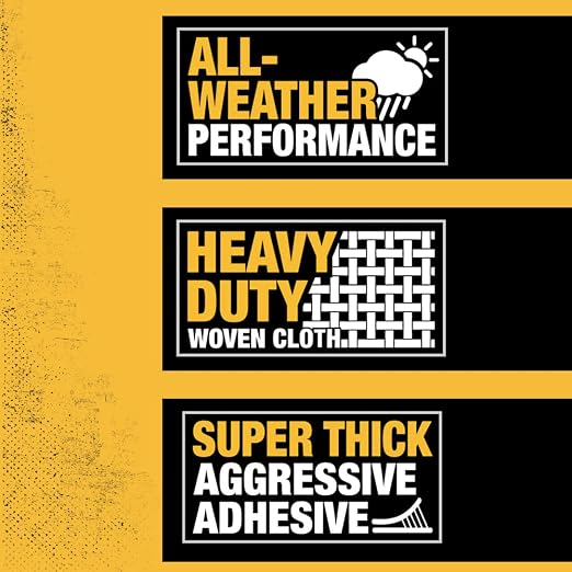 DEWALT Ultra Tough Duct Tape, 1.88 in x 30 yd, Heavy Duty, Ultra Strong, Aggressive Adhesive, All-Weather, 12 Rolls, Black
