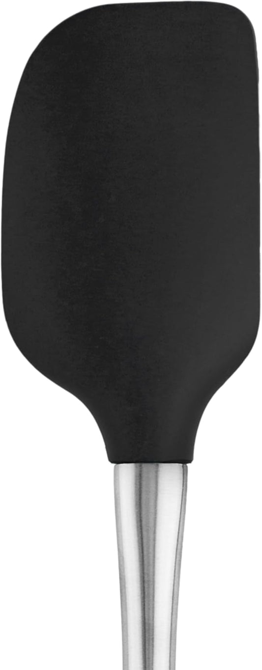 Tovolo Flex-Core Silicone Spatula Metal Handle for Scraping Bowls Mixing and Baking, Dishwasher Safe Heat Resistant Stainless Steel Silicone Spatula for Cast Iron and Nonstick Cookware, Black