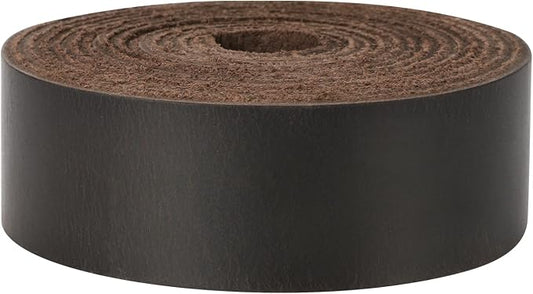 Ringsun 1 Inch Wide Flat Leather Straps for Crafts, Full Grain Leather Strips Cord String for Crafts, Tooling (2mm Thick 72.5 Inches Long Black Coffee)