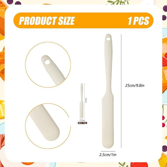 Silicone Jar Spatula,Non-Stick Heat Resistant Kitchen Thin Spatula,Sourdough Stirring Stick,Jam Spreader for Peanut Butter,Cake Cream Butter Spatulas for Scraping Icing Bread Cream (White)