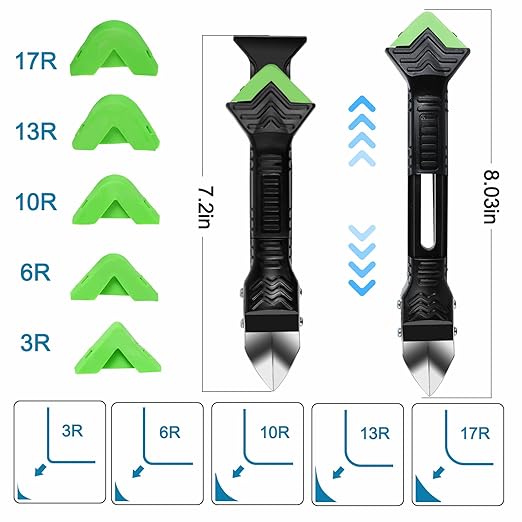 Silicone Caulking Tool,5 in1 caulk remover tool with Grout Scraper,caulking tool kit,Adhesive Residue Scraper Seam Repair Tool Kit for Kitchen Bathroom