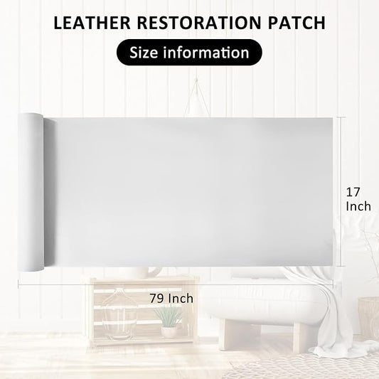 AOOTOOLINK Leather Repair Patch 17X79 Inch Self Adhesive Leather Repair, Large Leather Repair Tape for Couches, Furniture, Car Seats, Cabinets, Sofa, Handbags (White, 17X79 Inch)