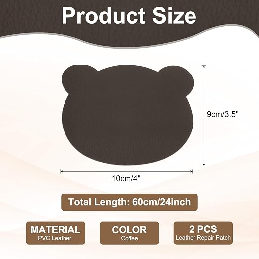 PATIKIL Leather Repair Patch, 2 Pcs 4 x 3.5 Inch Self-Adhesive Vinyl Patch Furniture Tape Repair Kit for Sofas Couches Stools Chairs Cabinets Bags, Coffee