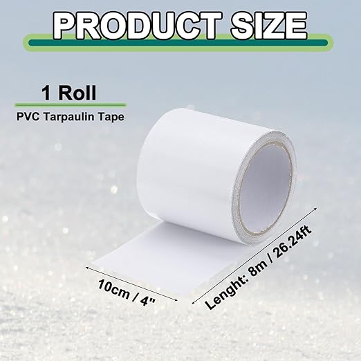PATIKIL Awning Repair Tape 4" x 26ft Waterproof Canvas Tape High Adhesive Tear Repair Patch Kit for PVC Tarpaulin Tent Awning Fabric RV Sail Boat Cover, White