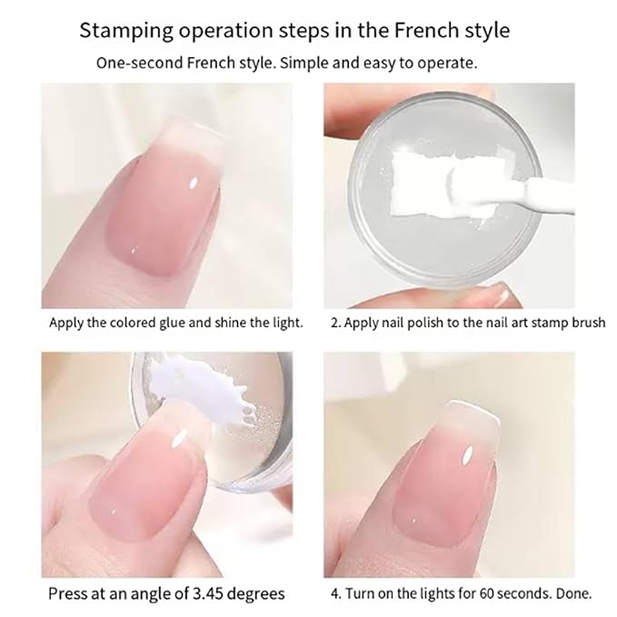 French Tip Nail Stamp, Nail Stamping Kit, French Tip Stamp Tool, 2 Sizes Clear Nail Stamper with Scraper, Professional Nail Stampd for French Manicure & DIY Nail Art at Home