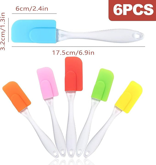 Mini Silicone Spatula Set 6 Pack – Heat-Resistant,Reusable & Non-Stick Spatulas for Baking,Cooking & Mixing – Dishwasher Safe,Multi-Color,Child-Safe Design Tnkcter