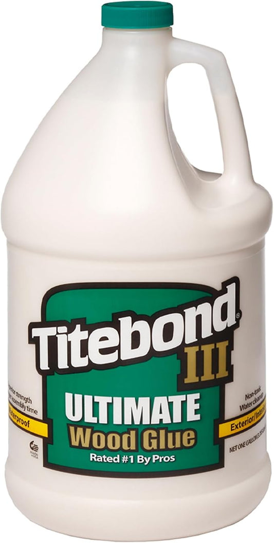 Titebond III Ultimate Wood Glue 1 Gal. (2 Pack) – Premium Professional Woodworking Adhesive, Waterproof, Strong Initial Tack, Interior/Exterior Use, Easy Water Cleanup – 1416