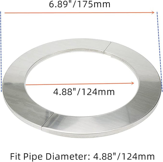 Wall Split Flange, Stainless Steel Round Escutcheon Plate for 4.88"/124mm Diameter Pipe, Pack of 2