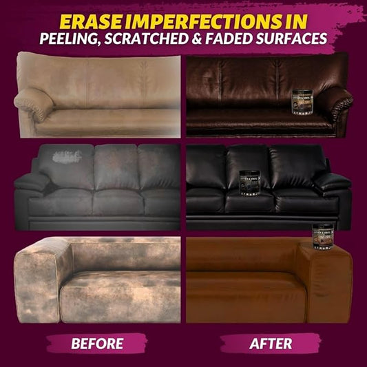 COCONIX Leather & Vinyl Recoloring Balm - Pure Black | Restore Faded, Worn, and Peeling Leather and Vinyl on Sofas, Chairs, and Car Seats | Vibrant Colors with Simple Application
