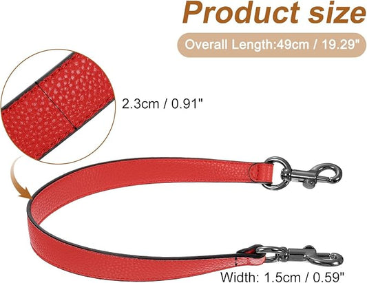 uxcell 19.29 Inch PU Leather Short Bag Strap with Clasp, Purse Handles Handbags Replacement Straps for Clutch Bag Underarm Bags, Red, Grey Buckle