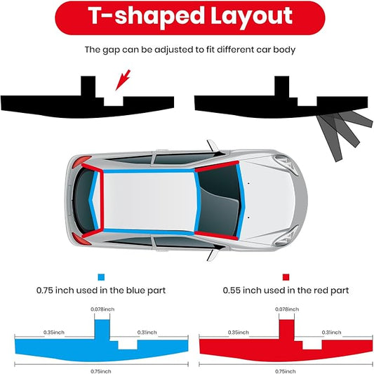 16.4 Ft Windshield Rubber Seal Car Weather Stripping Trim T Shape Sealing Strip for Car Front Rear Windshield(14mm)