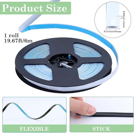 GORGECRAFT 20Ft Caulk Strip 1/3" Self Adhesive White Shower Tub Toilet Caulking Gap Tape Moulding Trim Strip Decorative Sealing Sealant Tape for Stove Sink Bathroom Corner Ceramic Tile Wall