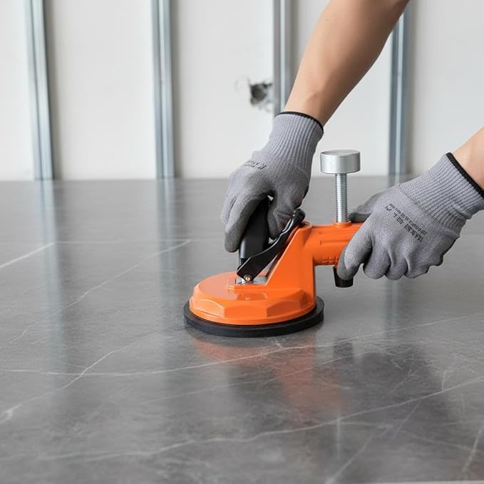 Floor Gap Fixer Tool,Laminate Flooring Tools with Enhanced Vacuum Suction Cup,Tile Countertop Installation Tool,Heavy Duty Plank Grabber for Glass Stone Slab Vinyl Flooring Gap Repair (Orange 1pcs)