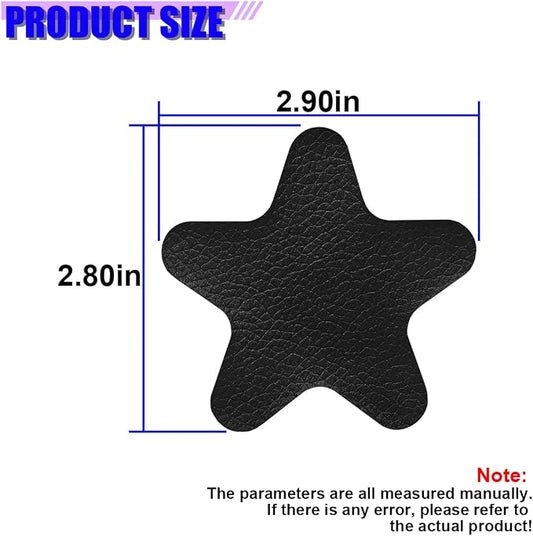 4PCS Stars-Shaped Car PVC Leather Repair Patch Tape, Self-Adhesive Car Seat Tear Repair Kit, Wear-Resistant Auto Interior Decoration Sticker Accessories for Furniture, Upholstery (Black)