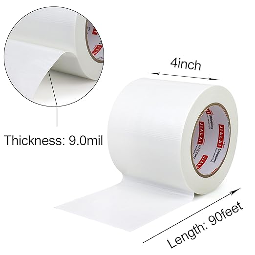 Wide Duct Tape, Industrial Grade 30Yards (90 ft) Wide Tape 4in Duct, 9 Mil Heavy-Duty, Waterproof, Strong, Flexible, No Residue, for Crafts & Home Improvement (White, 4'' x 90ft)