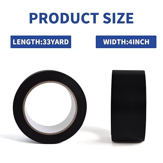 TAPEBEAR Corrosion Protection Pipe Tape, Wrap Pipe Tape for Drain Pipe, Metal Electrical Outdoor Underground Pipe, Waterproof PVC Black Tape, Duct Anti-Corrosion and Protection,4Inch X 33Yard,12rolls