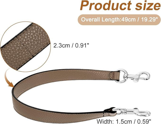uxcell 19.29 Inch PU Leather Short Bag Strap with Clasp, Purse Handles Handbags Replacement Straps for Clutch Bag Underarm Bags, Dark Khaki, Silver Buckle