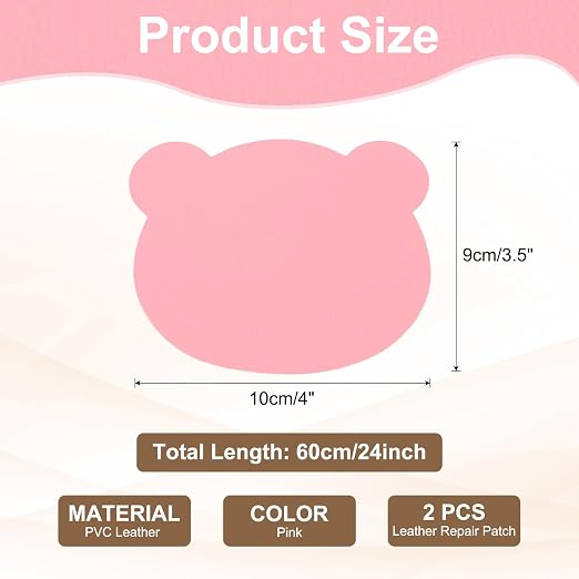 PATIKIL Leather Repair Patch, 2 Pcs 4 x 3.5 Inch Self-Adhesive Vinyl Patch Furniture Tape Repair Kit for Sofas Couches Stools Chairs Cabinets Bags, Pink
