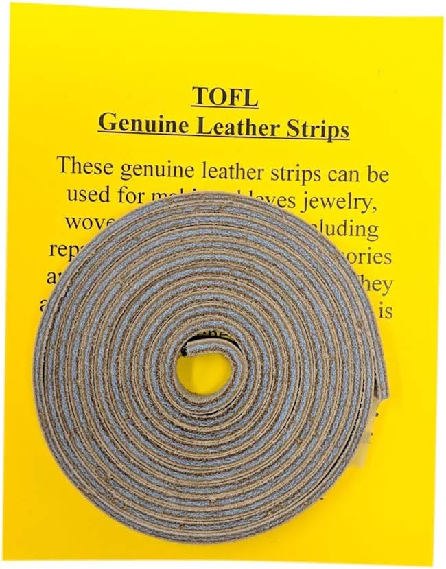 TOFL Genuine Leather Strap, Top Grain Cowhide Craft Strip – Beige (4 Pack) | 72" L x 3/8" W x 1/8" Thick | Suede Backing | Leather Craft Supplies | Easy to Cut & Stitch | DIY Projects & Repairs | 7–8 oz