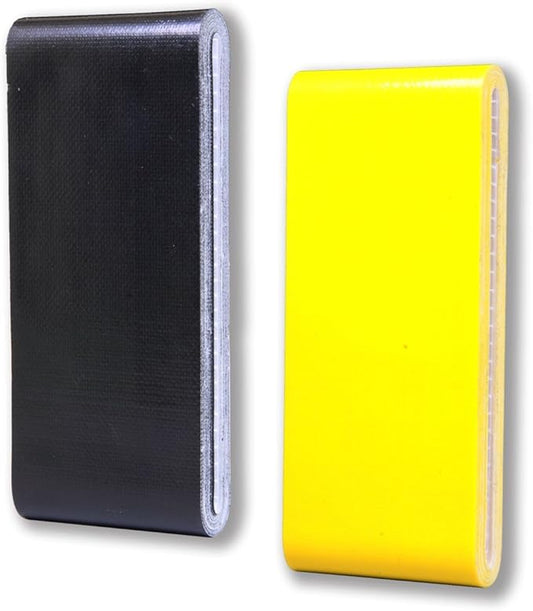 Travel Size Duct Tape Colors 2-Pack (Black & Yellow) - Pocket Size Flat Mini Roll - for Repairs Outdoors Emergency Crafts - 1.88 inch x 5 Yards per Pack