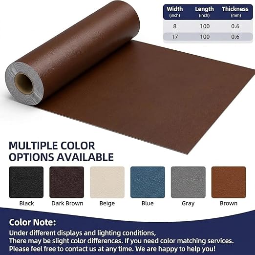 Qextce Leather Repair Patch Tape, Brown, 8x100 Inch | Self-Adhesive, Waterproof, Wear Heat Resistant, Vinyl Leather Repair Kit, For Furniture, Car Seat, Sofa, Couch, Luggage